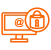 Ícone representando um computador com símbolo de cadeado